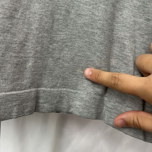 Garnet Hill Heathered Grey Silk Cotton Blend Knit Top Tie Back - Picture 4 of 8